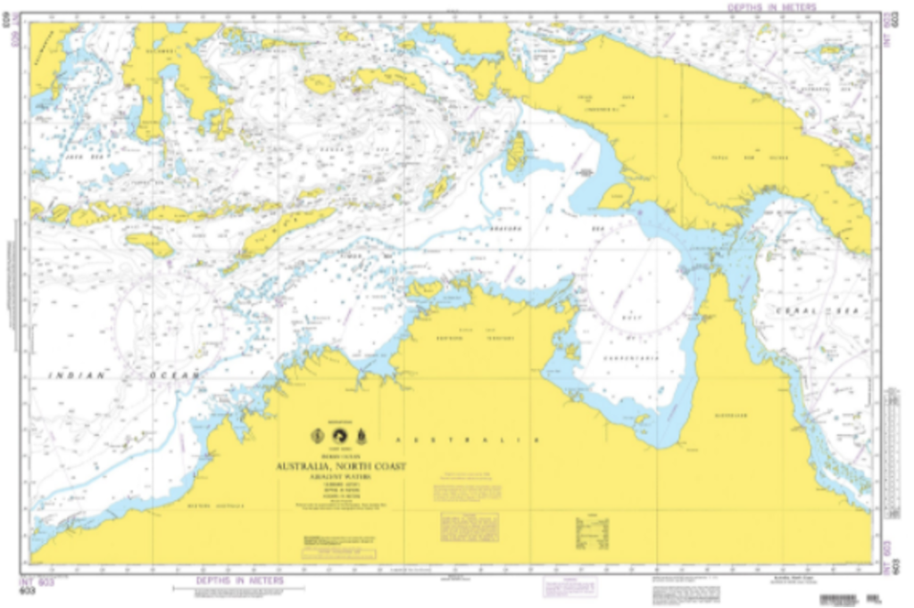 Comparing the 1547 Portolan with a contemporary nautical chart of Northern Australia and Papua-New Guinea.