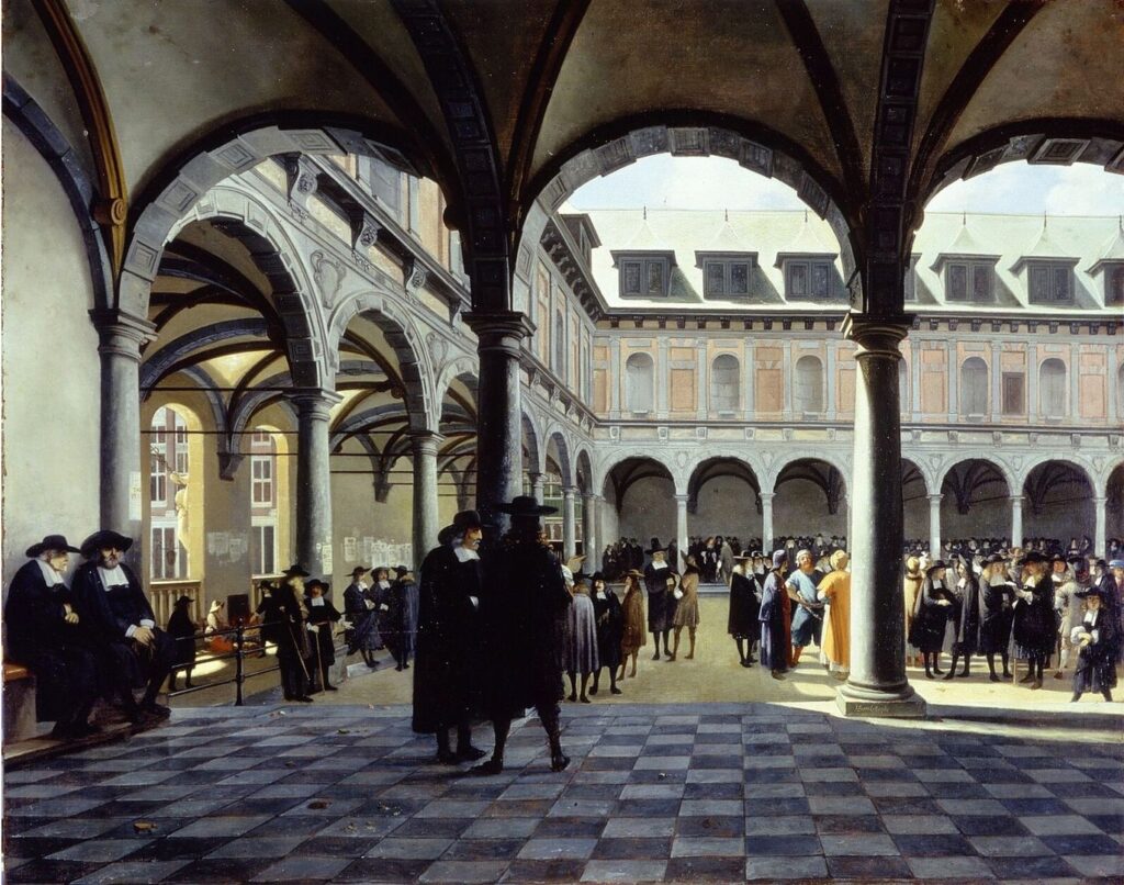 Job Adriaenszoon Berckheyde: The Old Exchange of Amsterdam. 1675.