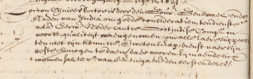 VOC Council of the Indies Hiring a Chinese Doctor, 1635.