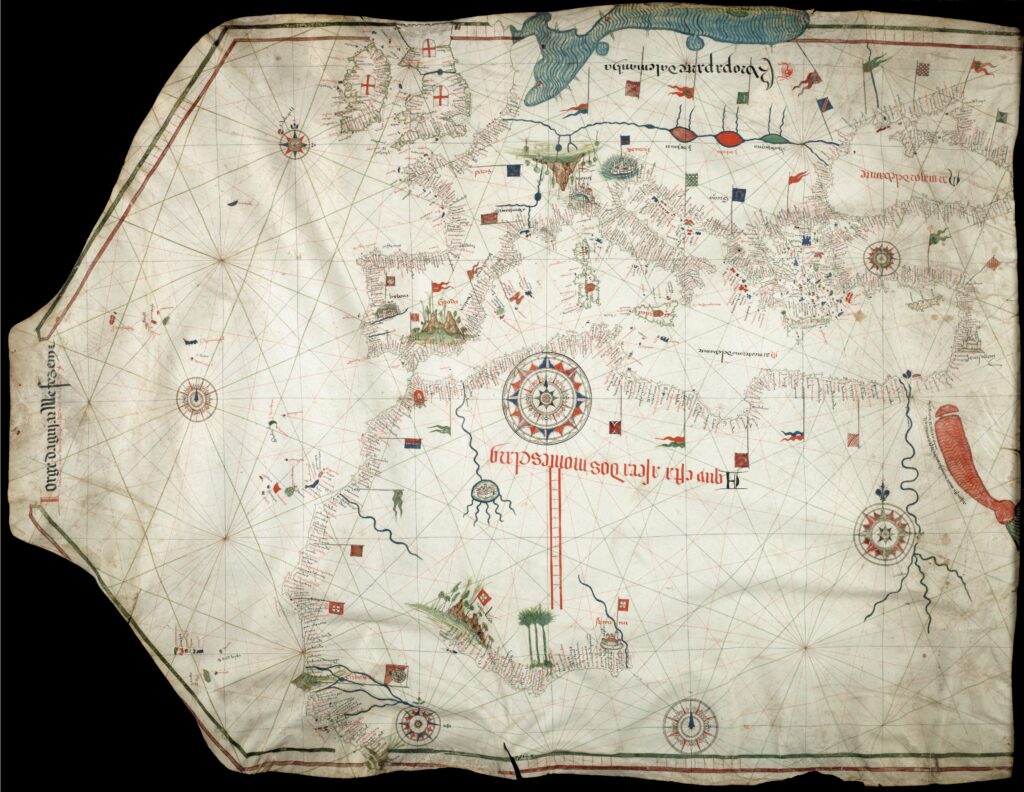Portolan chart by Jorge de Aguiar (1492), the oldest known signed and dated chart of Portuguese origin